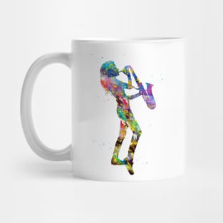 Woman playing saxophone Mug